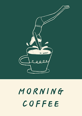 Morning Coffee Diving Illustration