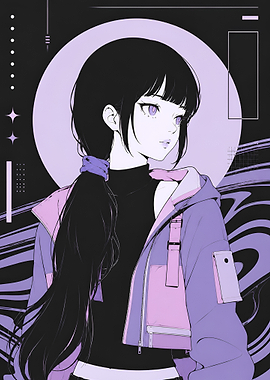 Anime Girl in Purple Techwear
