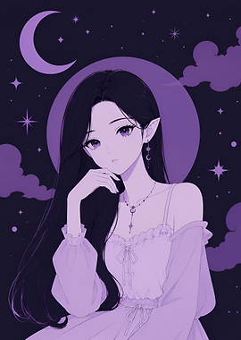 Anime Purple Moon Elf