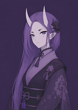Anime Oni Girl Portrait
