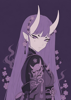 Anime Oni with Cherry Blossoms
