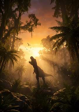 Tyrannosaurus Rex in Prehistoric Jungle