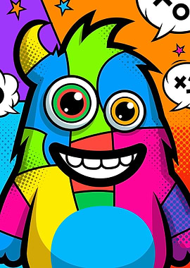 Colorful Pop Art Monster Illustration