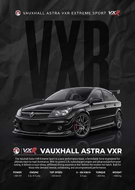 black Vauxhall Astra VXR Extreme Sport Poster
