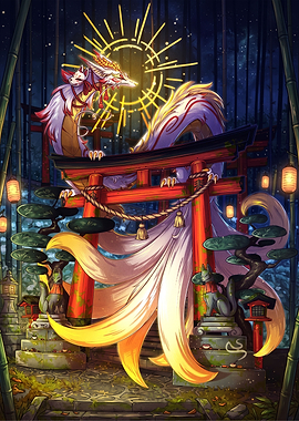 Kitsune Dragon Guardian at Torii Gate
