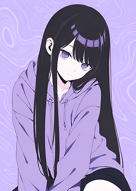 Anime Girl in Purple Hoodie