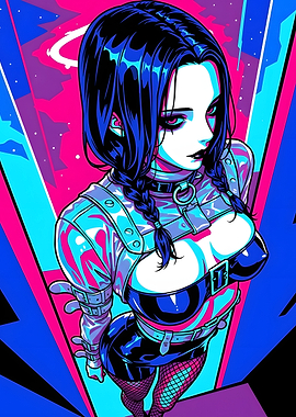 Cyberpunk Anime Girl in Straps