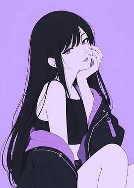Anime Girl with Long Black Hair