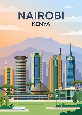 Nairobi Kenya Skyline Travel Poster