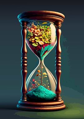 Hourglass with Blooming Flowers