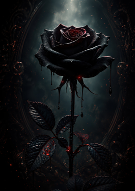 Gothic Dark Rose with Dripping Liquid