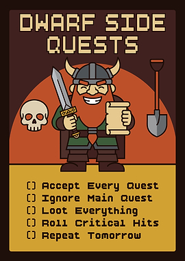 Funny RPG Dwarf Side Quests Pixel Art