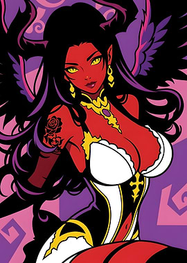 Red Demon Succubus Anime Illustration