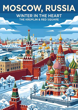 Moscow Russia Winter Travel Poster
