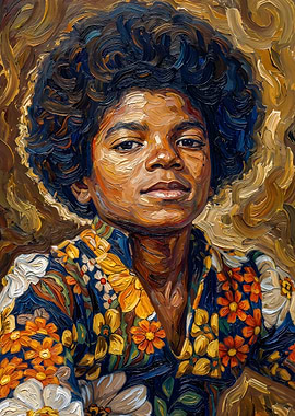 Oil Painting Portrait of Young Michael Jackson