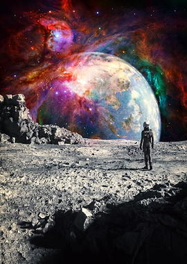 Astronaut Standing on Lunar Surface