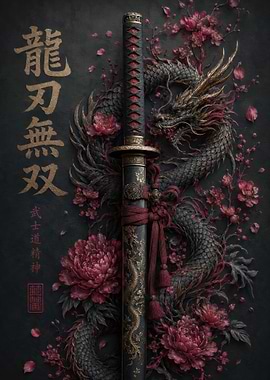 Dragon Katana with Floral Accents