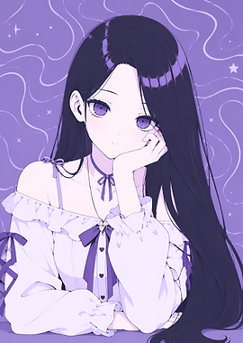 Anime Girl with Long Dark Hair