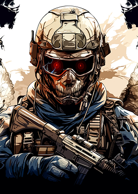 Tactical Skull Mask Soldier Portrait