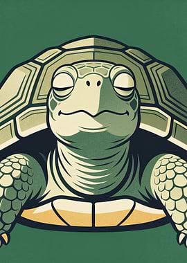 Serene Smiling Turtle Illustration