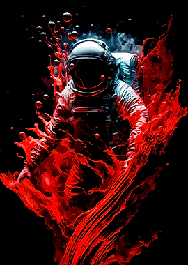 Astronaut Emerging from Red Liquid