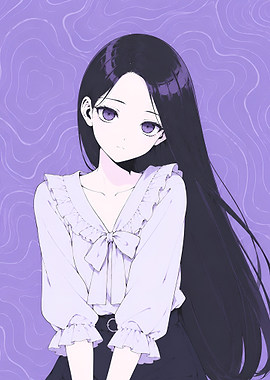 Anime Girl with Long Dark Hair