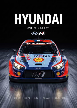 sleek Hyundai i20 N Rally1 Car Poster