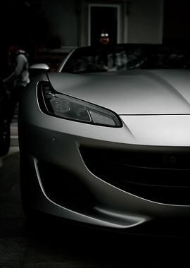 Sleek Silver Ferrari Portofino Front View