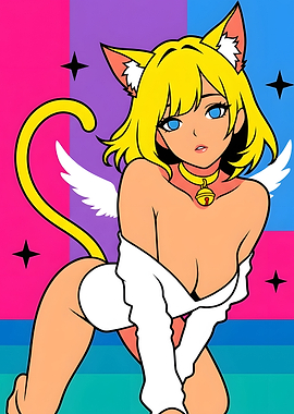 Anime Cat Girl with Wings