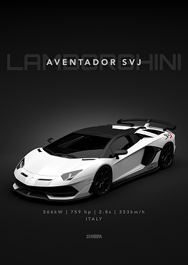 Lamborghini Aventador SVJ Minimalist Poster
