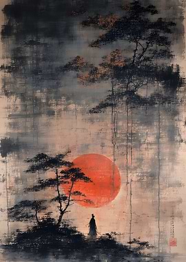 Lone Samurai Under Red Sun