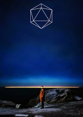 Surreal D20 Dice Horizon Silhouette