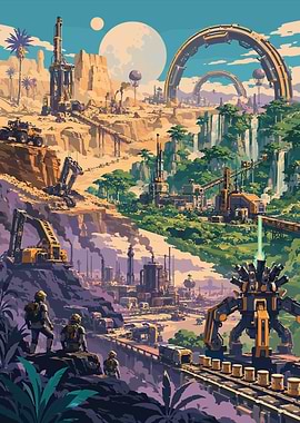 Futuristic Industrial Alien Planet Landscape