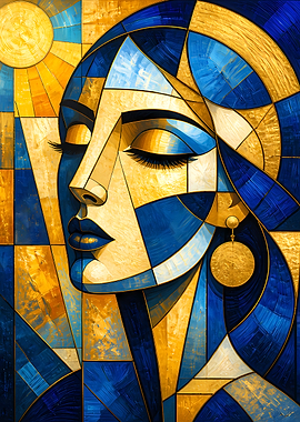 Abstract Woman Stained Glass Portrait