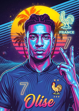 Michael Olise Synthwave Style Portrait