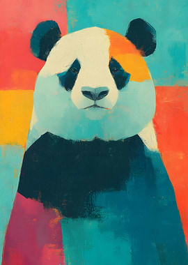 Colorful Abstract Giant Panda Bear Portrait