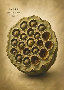 Botanical Lotus Pod Earth Tone Minimalist Art