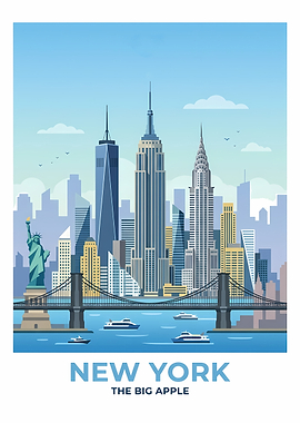 New York City Skyline Travel Poster