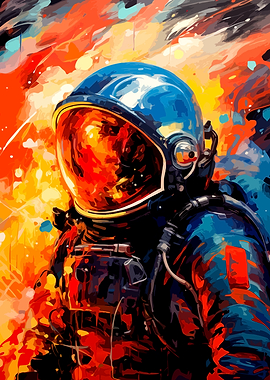 Abstract Colorful Astronaut Portrait