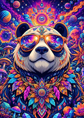 Psychedelic Cosmic Panda Portrait