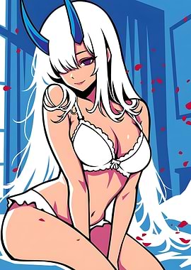 Anime Girl with Horns in Lingerie