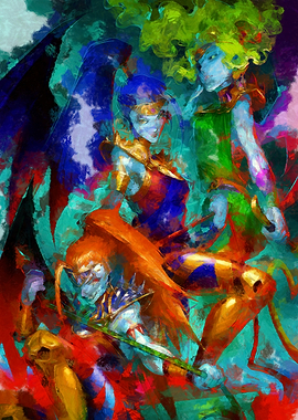 Vibrant Fantasy Warrior Trio Illustration