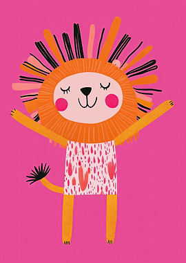Cute Cartoon Lion Illustration
