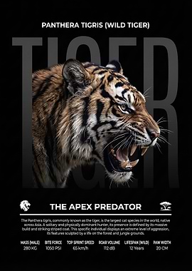 Panthera wild Tigris Apex Predator Infographic Poster