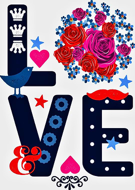 Love and Floral Typography Design