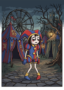 Sad Jester in a Dark Carnival