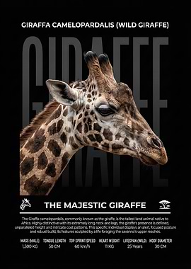 Educational wild Giraffe Infographic Poster