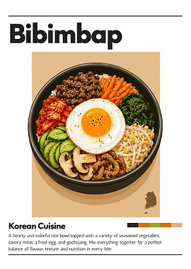 Bibimbap Poster – Korean Rice Bowl Kitchen Wall Art