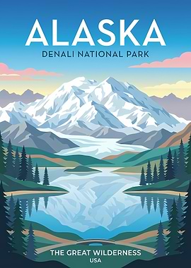 Denali National Park Alaska Travel Poster