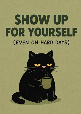 Show Up For Yourself Cat Poster